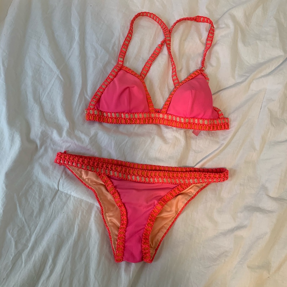 Victoria’s Secret Crochet Edge Hot Pink Bikini